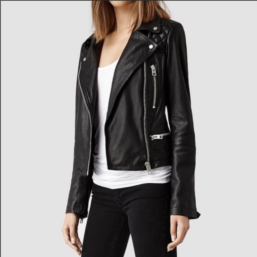 All Saints Black Leather Jacket - Picture 4 of 13